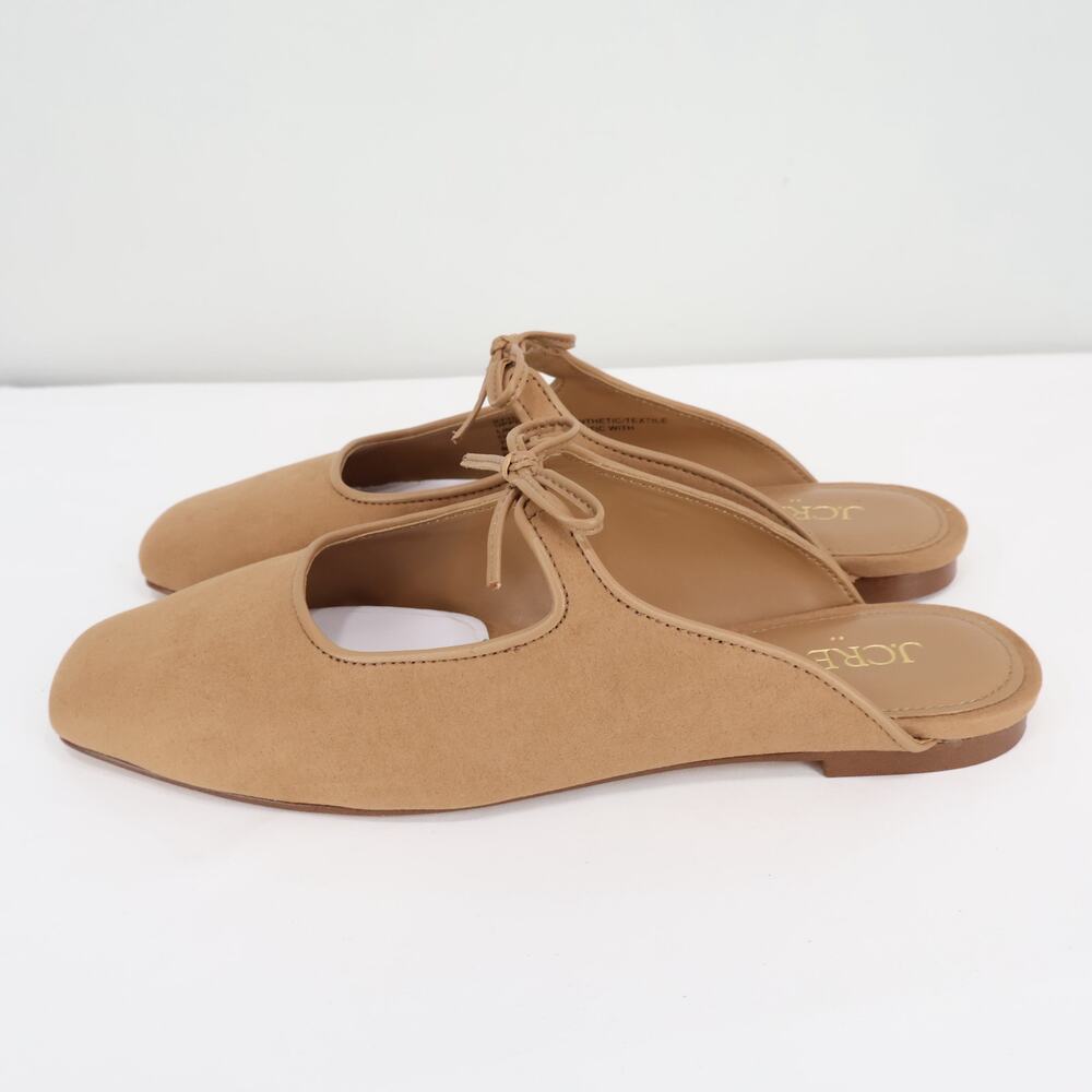 J.Crew Factory Sueded Bow Slip-On Mules Sienna Tan Size 6 NWOT - Picture 7 of 9
